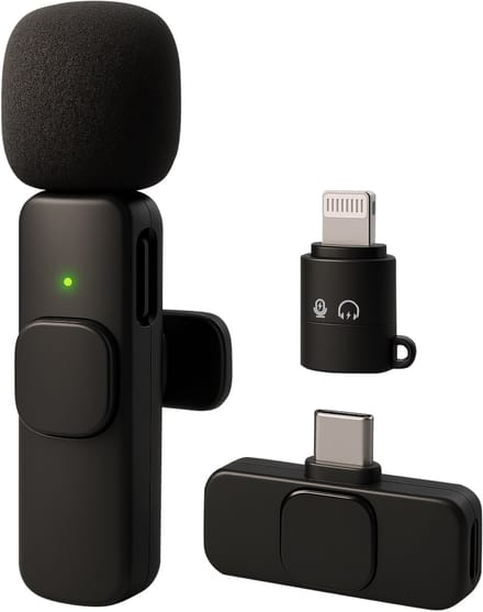Nuvance - Draadloze Microfoon - Dasspeld Microfoon - Geschikt voor Usb-C & Apple Lightning - Lavelier Microfoon - Plug & Play