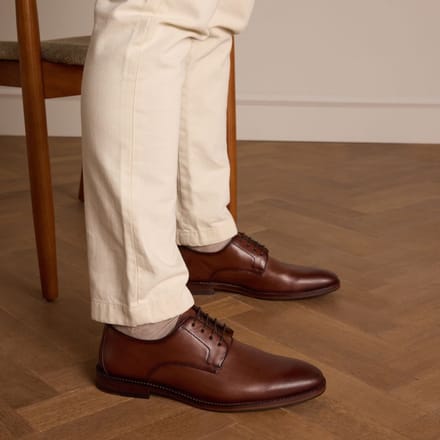 Manfield - Heren - Cognac leren veterschoenen - Maat 40