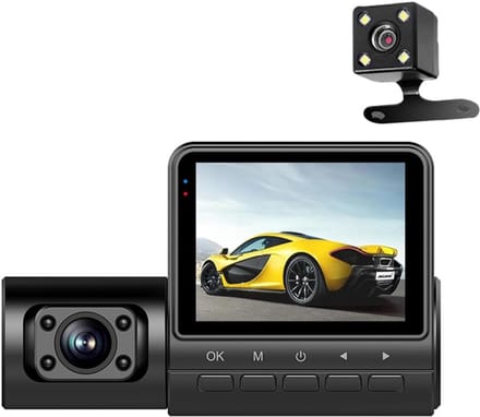 3-weg Dashcam 1080p met Nachtzicht en Bewegingsdetectie