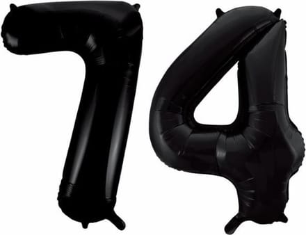 Folieballon 74 jaar zwart 86cm