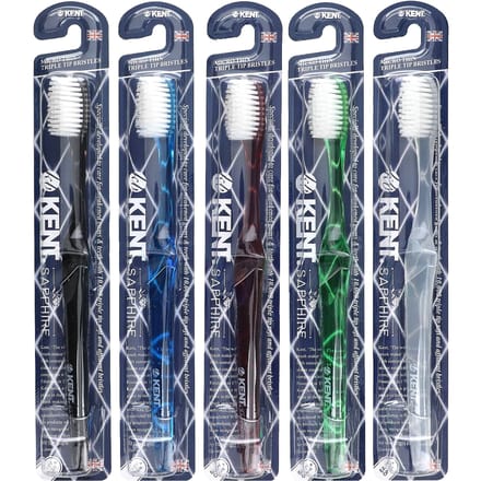 Kent, brosse à dents ultra douce, saphir, 5 brosses à dents gray