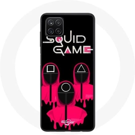 Coque Samsung Galaxy A12 Squid Game Masques carré Triangle et Cercle