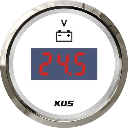 Digitale Voltmeter - Voltage Meter - Voertuig Controle - IP67 Waterdicht - 52mm - Wit