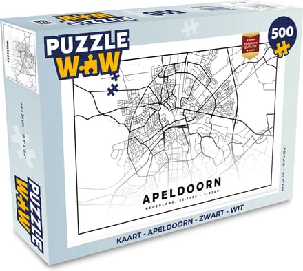 Puzzel Kaart - Apeldoorn - Zwart - Wit - Legpuzzel - Puzzel 500 stukjes