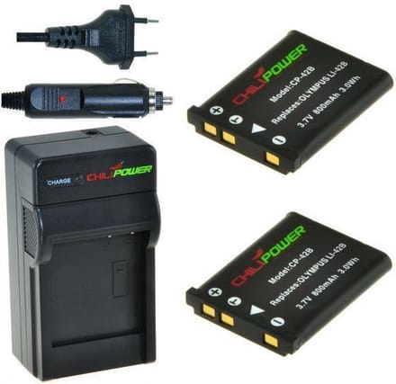 2 x NP-80 accu's voor Casio - inclusief oplader en autolader - Origineel ChiliPower