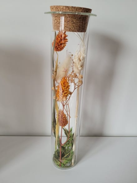 Glazen tube 25 cm met droogbloemen