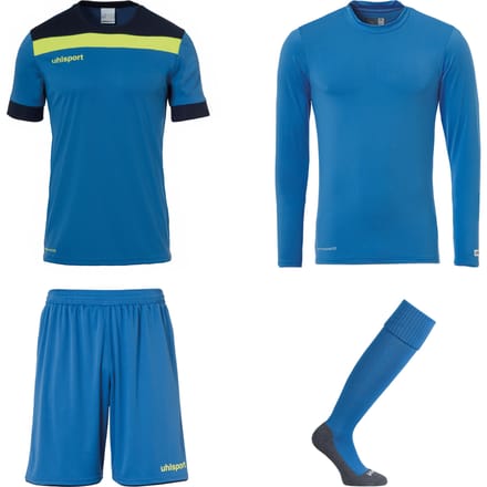 Uhlsport Offence Keeperstenue Blauw Geel - Keepershandschoenen - Maat 152