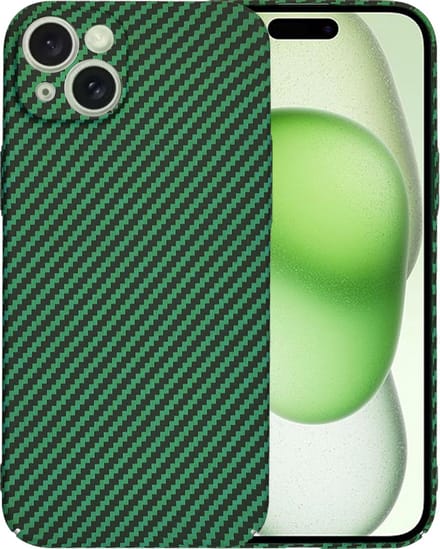 Hoesje geschikt voor Apple iPhone 15 Plus - Techsuit Carbonite FiberShell Carbon Back Cover - Groen
