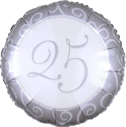 Folieballon 25 Jaar Jubileum Zilver (43cm)