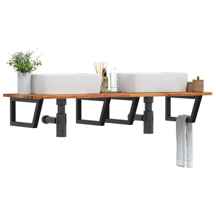 vidaXL - Badkamer - wandschap - staal - en - massief - acaciahout