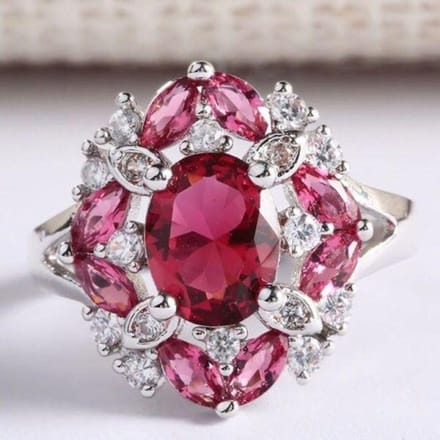 Vrouwenmode Luxe 925 Sterling Zilver Aaa Zirkoon Ring Verloving Bruiloft Cadeau Sieraden 9 rood