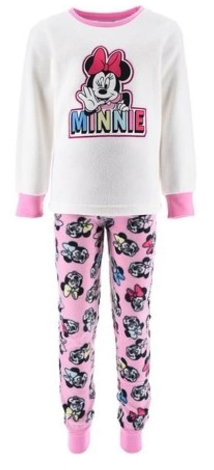 Minnie Mouse pyjama - Maat 98 - Disney - Fleece - Meisjespyjama - Crème met roze