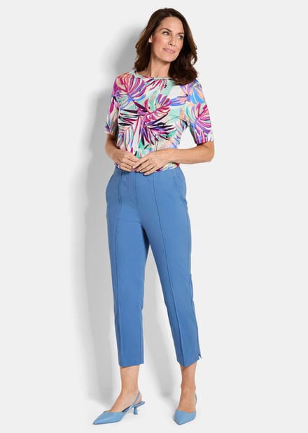 7/8-broek BELLA van bengaline, met biesjes - blauw - Gr. 42 van Goldner Fashion