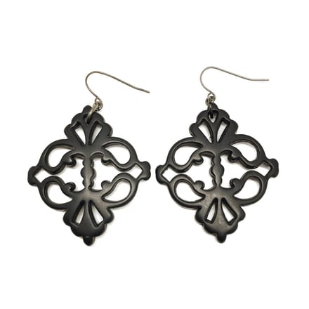 Behave - Oorbellen - Barok oorhangers dames - Zwart statement - 6,5 cm
