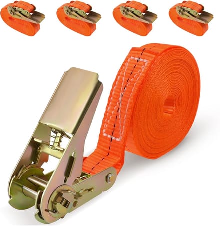 Spanbanden met ratel voor vracht en camping - 1000 kg, 6 m lang, 25 mm breed