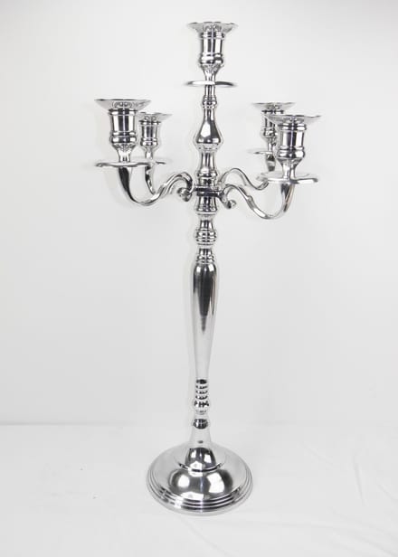 5-Armige kandelaar - 74cm vernikkeld aluminium kandelaar nikkel