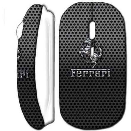 Souris Sans Fil - Ferrari - Effet Métal - Blanc - USB - Compatible Mac et PC