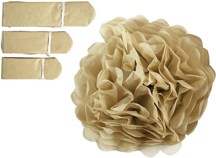 Pompon van papier, d 20+24+30 cm, 16 gr, goud, 3 stuk/ 1 doos
