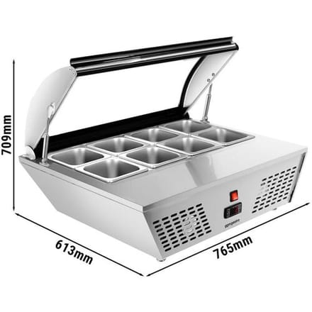 GGM Gastro Tisch-Kühlvitrine / Aufsatzvitrine - 67 Liter - 760mm - für 8x GN 1/6 oder 4x GN 1/3 Zilver