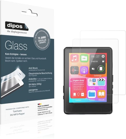 dipos – 2x Matte Pantserfolie geschikt voor Taichaeu D6 MP3-Player | 9H Screenprotector