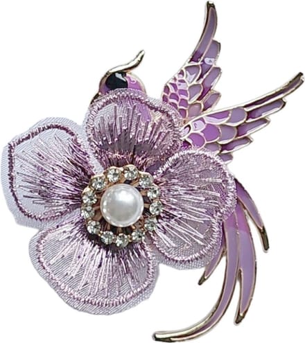 Fako Bijoux® - Broche - Vogel - Phoenix Met Bloem - 60x65mm - Paars