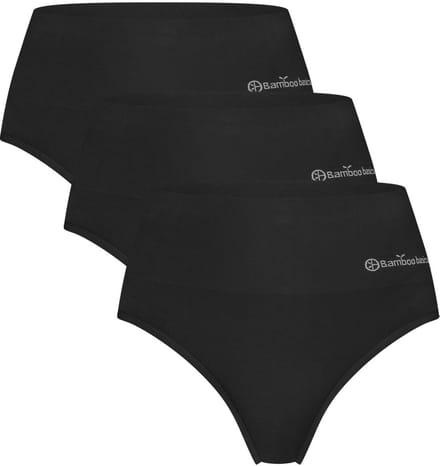 Comfortabel & Zijdezacht Bamboo Basics Seamless High Waist Strings Zoey (3-pack) - Zwart - S