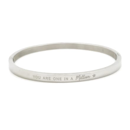 Bangle Steel armband "YOU ARE ONE IN A MILLION" Zilver