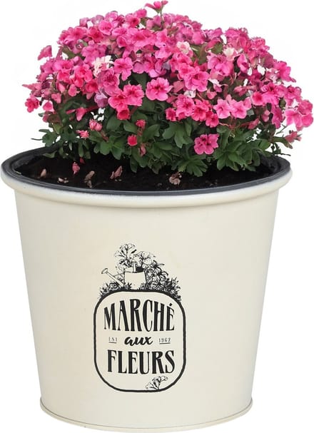 Sunnydays /plantenpot/bloempot - zink - ivoorwit - D19 x H16 cm