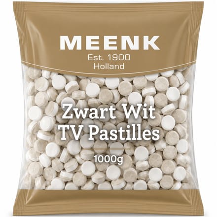 Meenk Zwart Wit TV Pastilles - Salmiakdrop - 1 Kilo