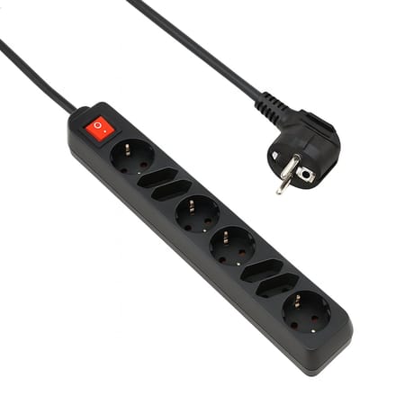 Allteq - Stekkerdoos met schakelaar - 8-voudig - 10 meter - Zwart