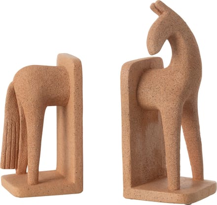 J-Line boekensteun Paard Modern - polyresin - terracotta - set van 2