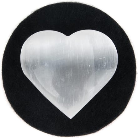 Hart knuffelstenen Seleniet wit - 6x6 cm - S