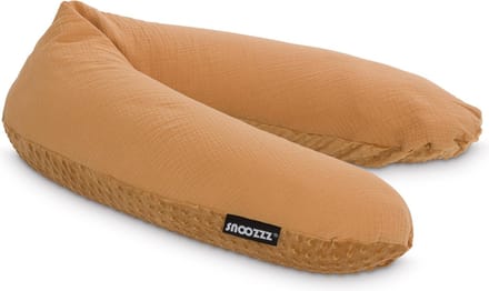 Snoozzz Voedingskussen Premium Kwaliteit - 185 cm – Microparel Vulling – Luxe Draagtas – Wasbare Hoes - Camel Bubble