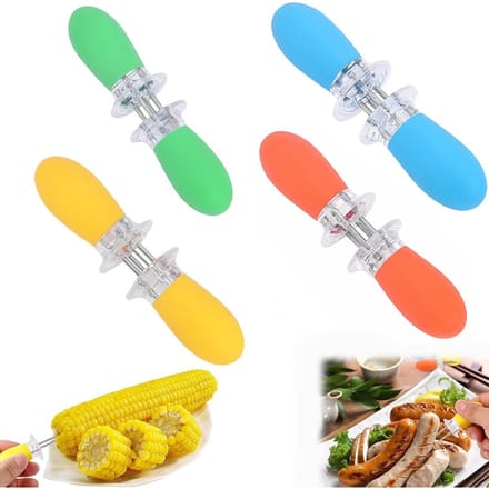 longziming -Maiskolbenhouder - Maïsprikker - BBQ Accessoire - Warmte-Isolatie - Kleurgecodeerde Set - Silicon En RVS - Ergonomisch Ontwerp - Veilig Voor Heet Eten - 8 Stuks