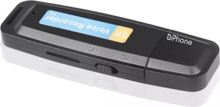 DrPhone DVR2 - Geluidsrecorder - Voicerecorder- Ruisonderdrukking - USB 2.0 met ondersteuning Micro SD - Zwart