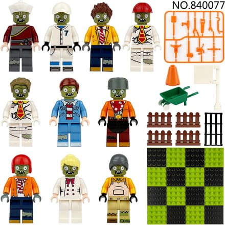 Zombiepop Constructieblokken humanoïde poppen speelgoed digitale actiefiguren speelgoed om te monteren rups kinderen leergericht gray