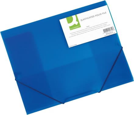 Q-CONNECT elastomap, A4, 3 kleppen en elastieken, transparant PP, blauw 24 stuks