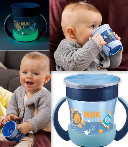 NUK | Mini Magic Cup Night | drinkbeker | 360° | 6+ m | oplichtend in het donker | 160 ml | blauw 6+ m