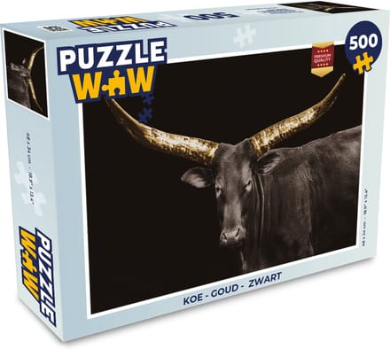 Puzzel Koe - Goud - Zwart - Legpuzzel - Puzzel 500 stukjes