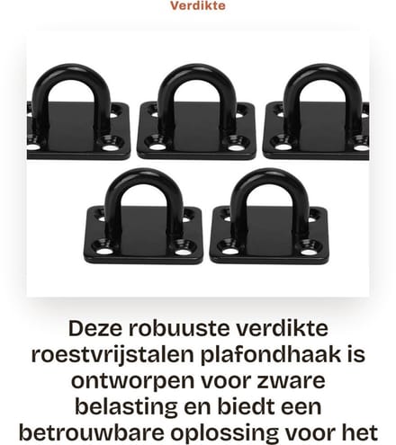 Dailygoods - Verdikte Roestvrijstalen Plafondhaak met Versterkte Belasting