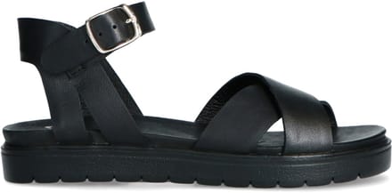 Manfield Leren Dames Sandalen - Zwart - Maat 36