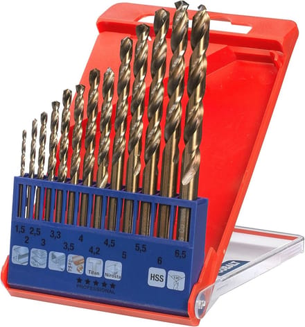 13-delige Titanium metaalborenset, Ø 1,5 tot 6,5 mm - HSS-TIN en HSS-E opties