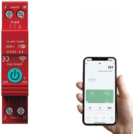 Stroomonderbreker Schakelaar - Automatisering Protector - Energie Beheer - Bidirectionele Meter - 63A Nominaal - Grijs