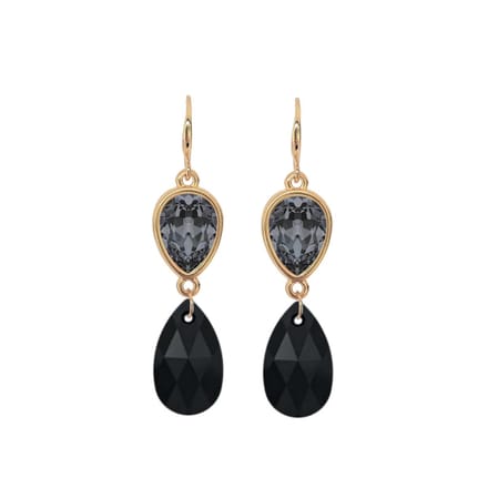 Party Sparkle Black Jet - oorhangers - 18 karaats verguld
