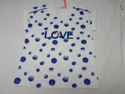 Noukie's , meisje , t-shirt korte mouw , creme met blauw , 6 jaar  116