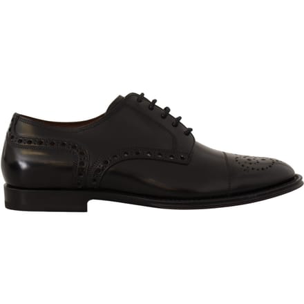 Dolce & Gabbana Zwarte Leren Wingtip Heren Formele Derby Schoenen