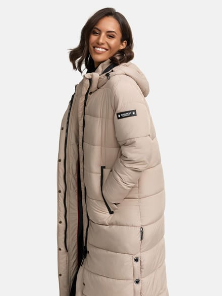 Comfortabel & Winddicht Navahoo Isalie - Winterjas Dames - Volwassen - Capuchon - Taupe - XXL