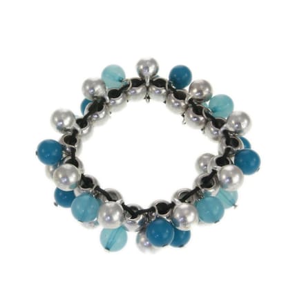 Behave - armband zilverkleur - blauwe kralen - speelse look