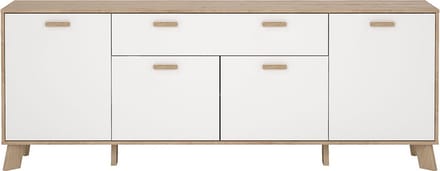 CALICOSY - Dressoir met 4 deuren, 1 lade eikendecor en wit B195,7 cm – STORM