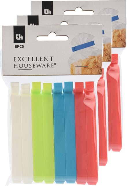 Gekleurde keuken afsluitclips/vershoudclips - 24x stuks - 10 cm